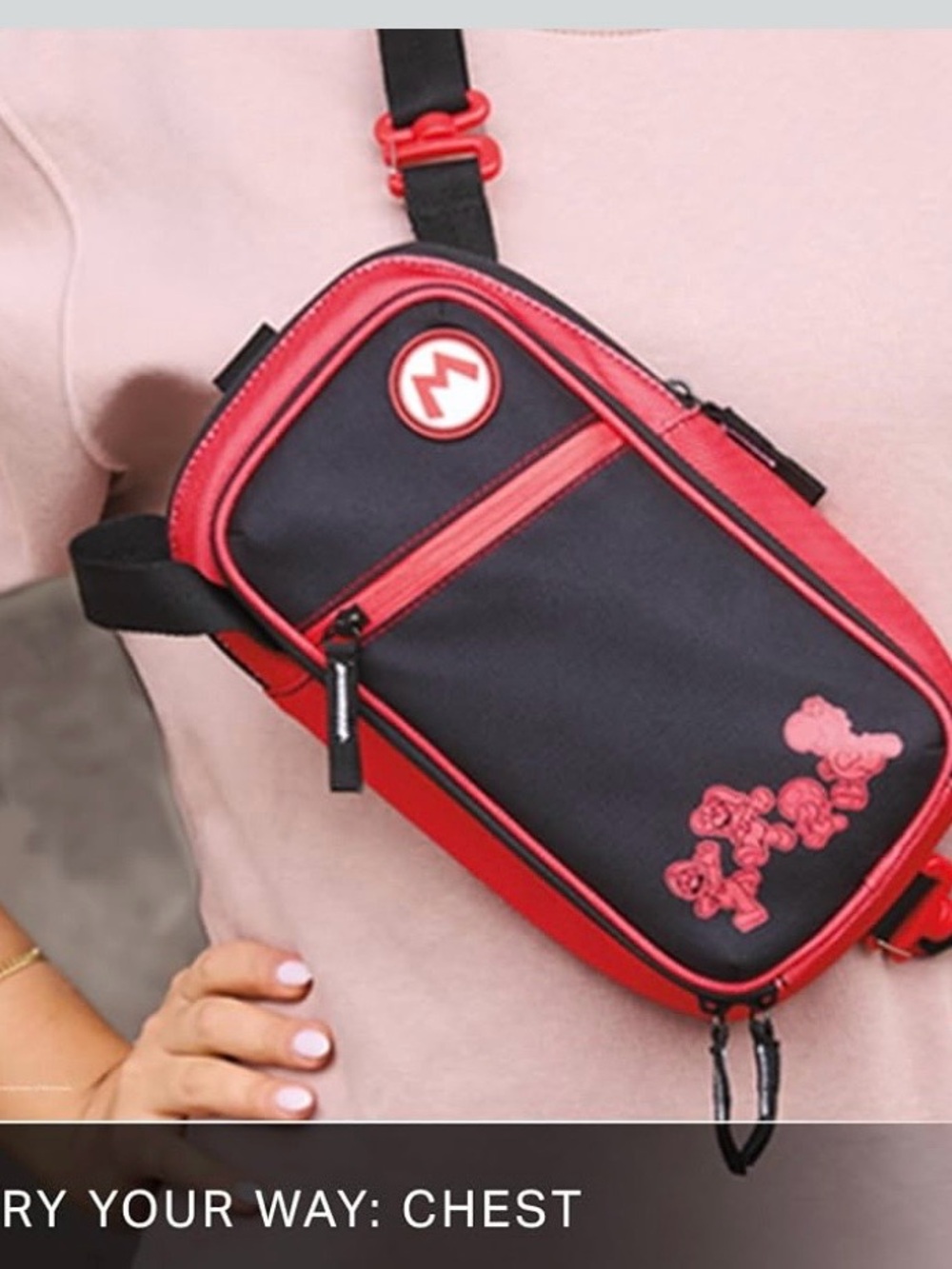 Nintendo Black and Red Mario crossbody Bag for your switch